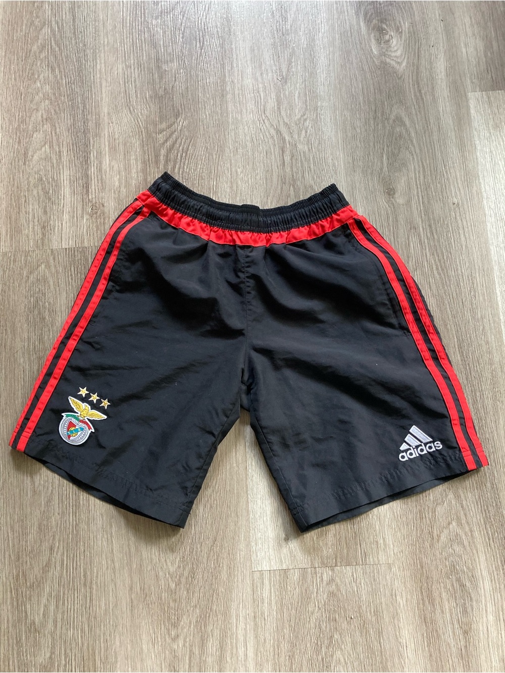 Black and Red Boys' Adidas soccer shorts